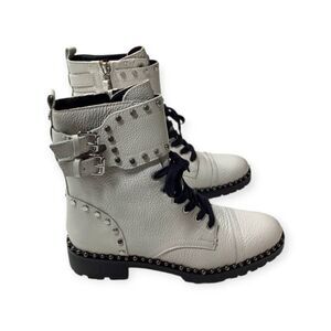Sam‎ Edelman Jennifer white studded combat ankle boots